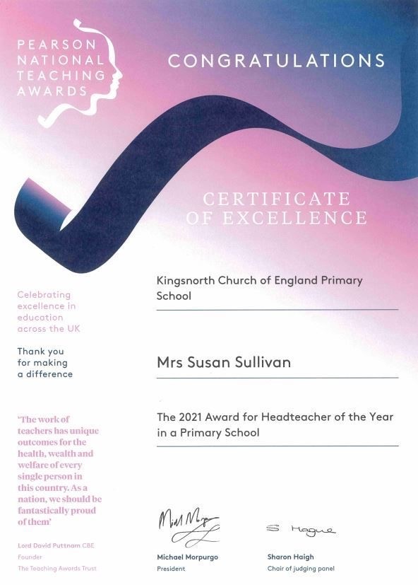 The 2021 Award for Headteacher of the Year in a Primary School